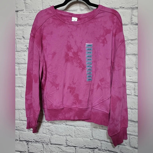 Members Marks Tops - NWT Member's Mark Women's Large Pink Tie Dye Lightweight Sweatshirt